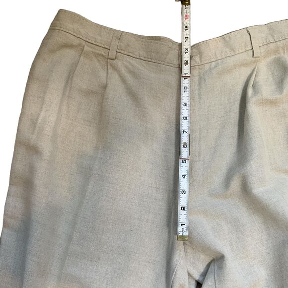 Field Gear Fawn Pleated Button Through Back Pocket Linen Preppy Dress Pants 44 - Picture 5 of 9